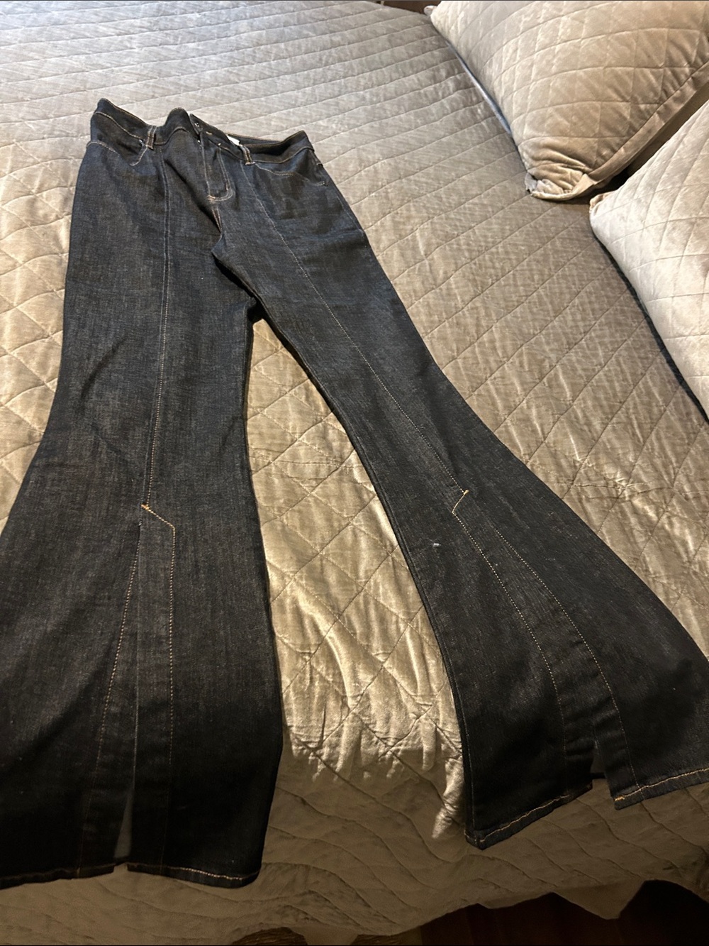 Dark Wash Flared Jeans by Lola and Sophie.